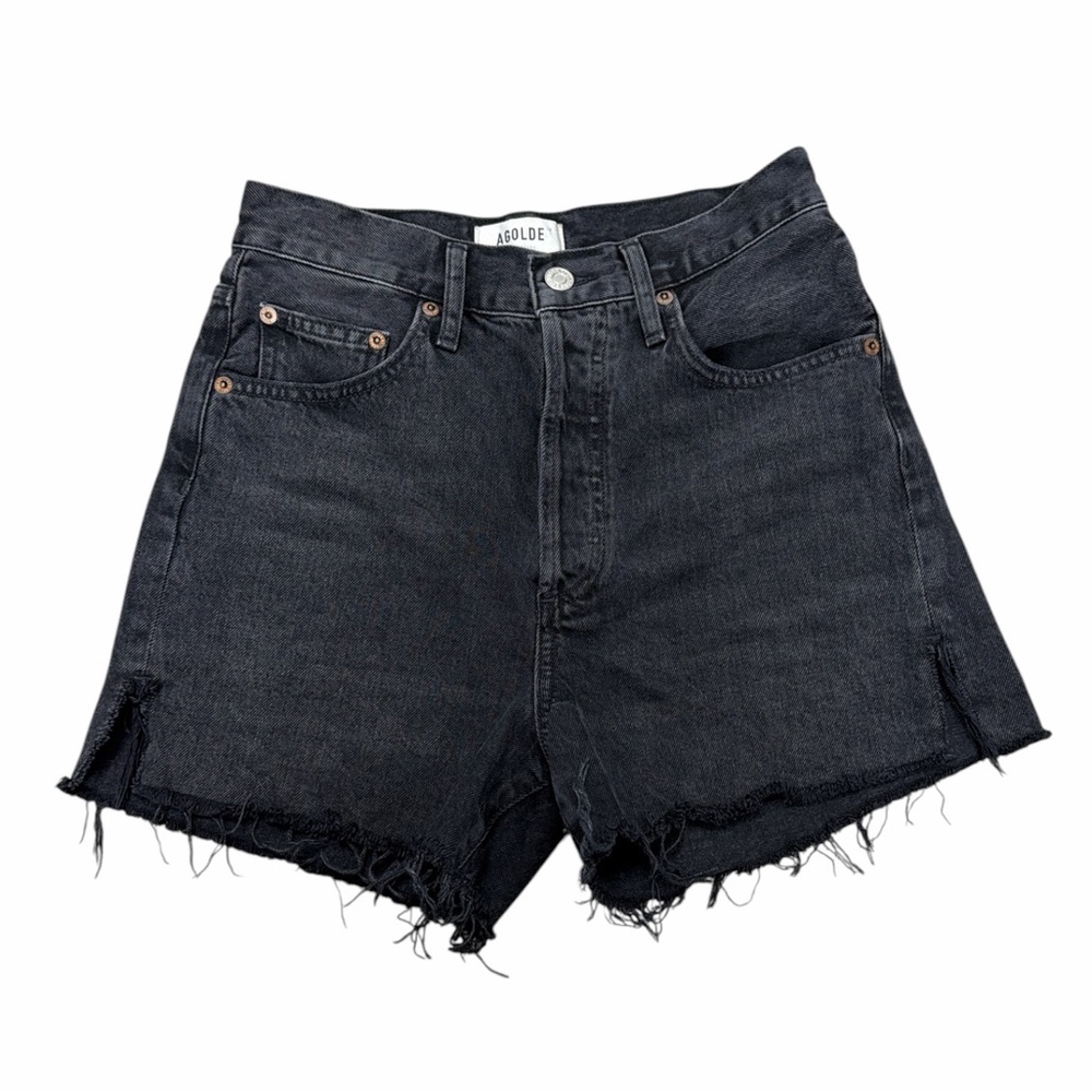 Agolde Black Distressed High-Rise Jean Shorts